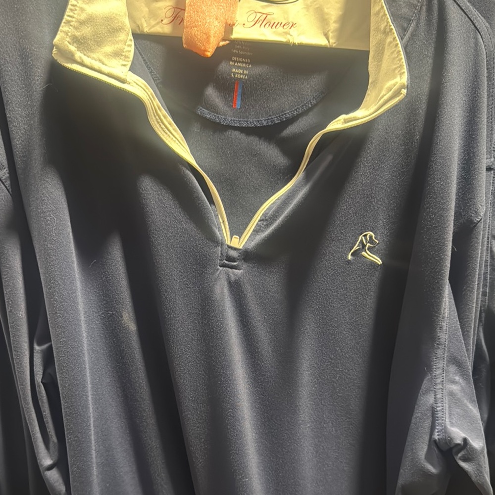 Rhoback - Navy blue with white and usa flag on back… special edition quarter zip